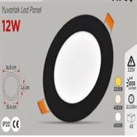 SİYAH KASA 12W S.A. YUVARLAK PANEL SARI 1